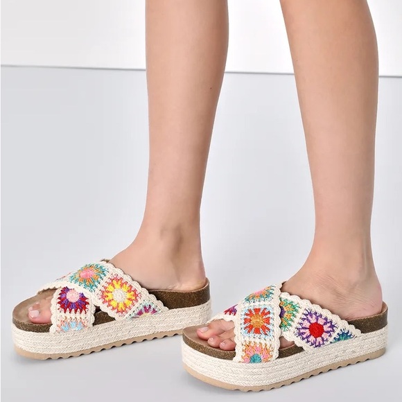 Dirty Laundry Shoes - Dirty Laundry Multicolor Crochet Platform Sandals